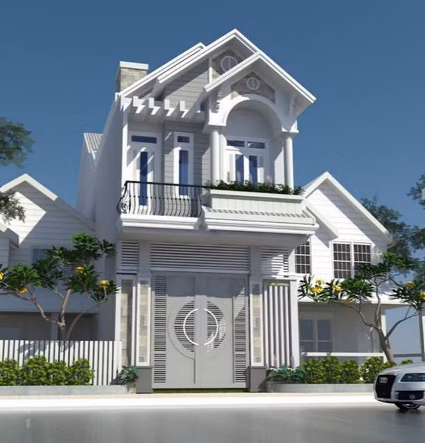 Công trình sử dụng hệ thống mái thái đẹp mắt và cây xanh xung quanh. Ảnh: Kientrucsuvietnam.