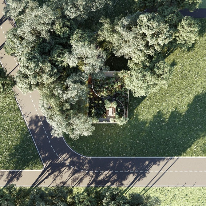 Khu vườn nhìn từ trên cao.