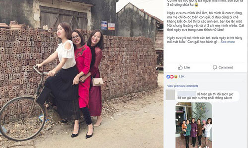 Câu chuyện về gia đình sinh toàn con gái đang gây sốt MXH.