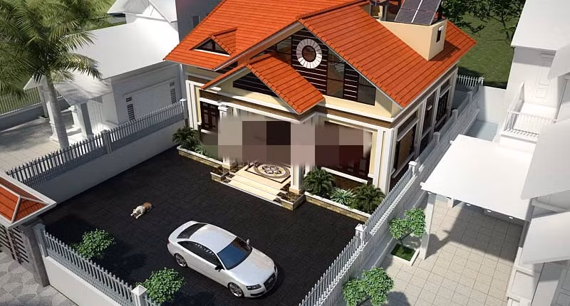 Nhà 1 tầng gác lửng mang kiến trúc đồng quê sang trọng. Ảnh: Angcovat.