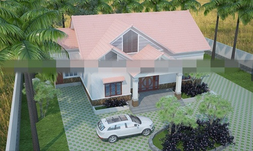 Trên mảnh vườn rộng hơn 1000 m2, ngôi nhà cấp 4 mái thái ở nông thôn có chi phí khoảng 600 triệu đồng. Ảnh: Vinahouse.