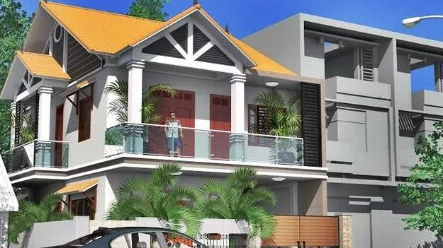 Nhà phố thiết kế theo phong cách hiện đại nhưng mang nét đẹp duyên dáng của mái ngói Á Đông. Ảnh: Thietkenhadepmoi.