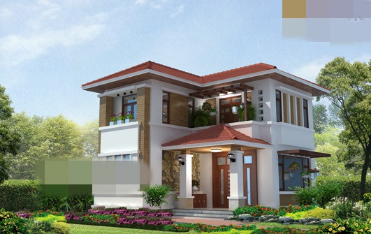 Mặt tiền ngôi nhà là sự kết hợp giữa hai trường phái cổ điển và hiện đại. Ảnh: Betaviet.