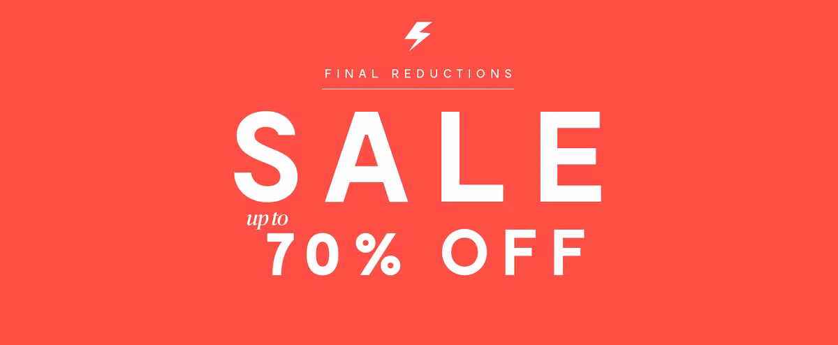 Tấm biển giảm giá 70% có thể được trưng bày khắp nơi nhưng khách hàng chỉ có thể tìm được một vài mặt hàng được giảm mức giá đó. Còn lại những thứ khách chỉ giảm 5 - 10%. Ảnh: Brand Attic.