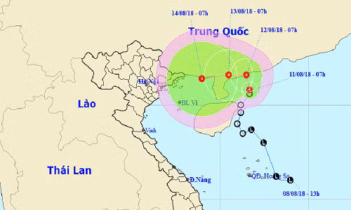 Ap thap nhiet doi quet ngang bo bien Trung Quoc, huong vao Viet Nam