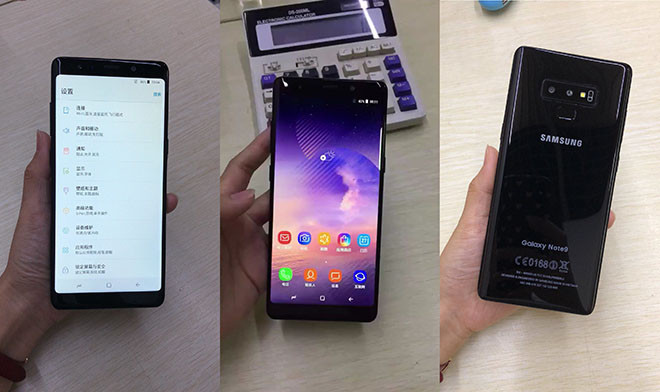 Hình ảnh chiếc Galaxy Note 9 nhái trong đời thực.