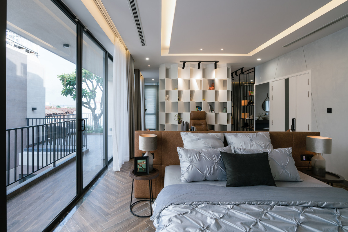 Phòng ngủ chính bố trí trên tầng 3.