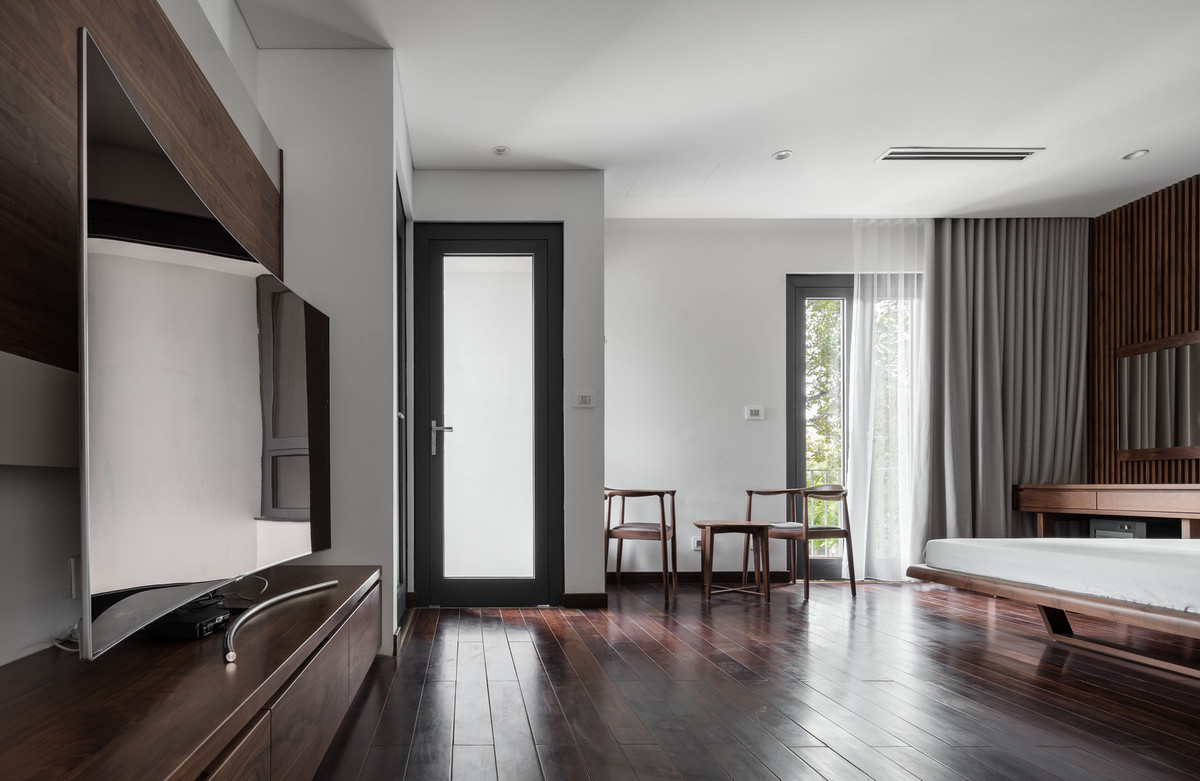 Phòng ngủ được bố trí trên tầng 2 và 3.