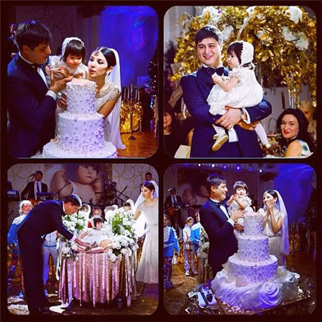 Hai vợ chồng Diora có một cô con gái. Hình ảnh được chụp trong bữa tiệc thôi nôi của cô bé.