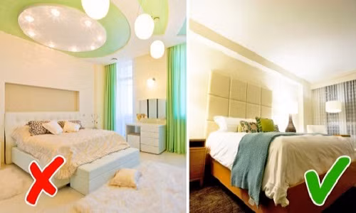 Trần nhiều tầng với đèn trang trí là một trong những kiểu thiết kế căn hộ được ưa chuộng trong những năm 2000. Tuy nhiên, xu hướng ngày nay là loại bỏ những gì phức tạp, trần càng đơn giản càng đẹp.