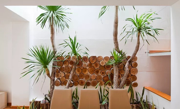 Bức tường trang trí từ gỗ sáng tạo cũng là điểm nhấn trong ngôi nhà ống 3 tầng.