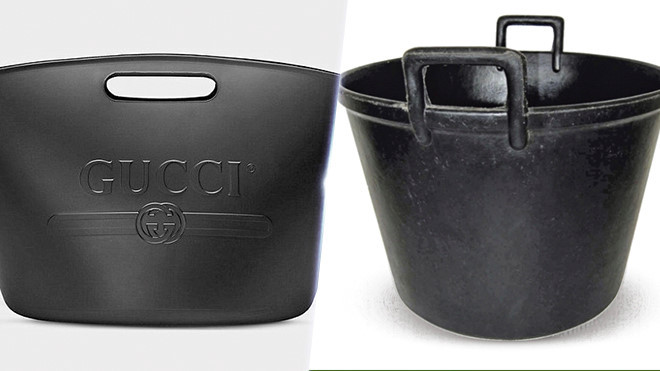 Túi xách giá hơn 22 triệu đồng làm từ chất liệu cao su của nhà mốt Gucci có hình dạng không khác chiếc xô nhựa. Ảnh: Zing.
