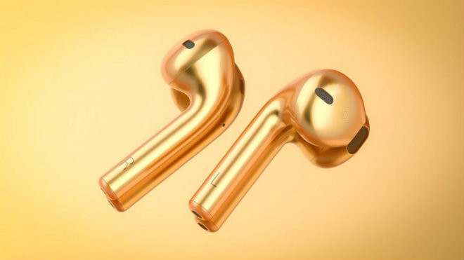 Đi kèm với đó là bộ tai nghe cũng ngập trong màu vàng.