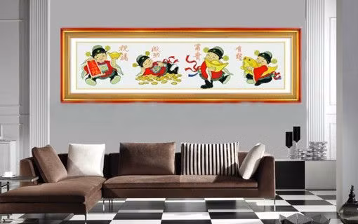 Một bức tranh Thần Tài treo trong nhà cũng là một cách để cầu may mắn trong cả năm. Ảnh: Tranhtheuchuthap.