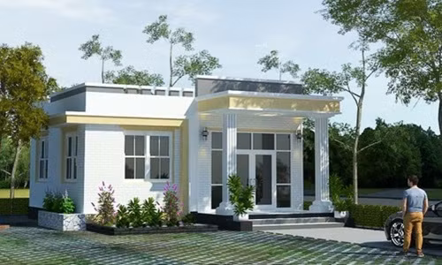 Căn nhà nhỏ đẹp tinh tế với gam màu trắng chủ đạo và đường nét kiến trúc đơn giản. Ảnh: Nhadepktv.