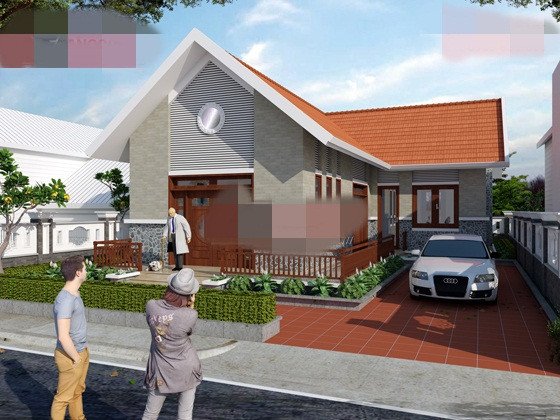 Mẫu nhà cấp 4 hai mái đơn giản hình chữ L được sử dụng phổ biến tại các vùng nông thôn. Ảnh: Angcovat.