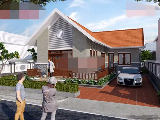 Mẫu nhà cấp 4 hai mái đơn giản hình chữ L được sử dụng phổ biến tại các vùng nông thôn. Ảnh: Angcovat.