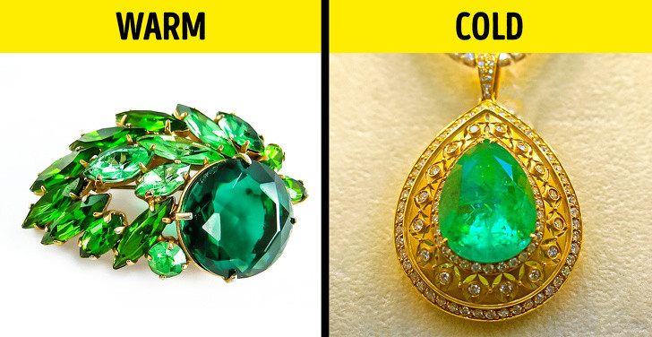 Với ngọc lục bảo, bạn nên kiểm tra cấu trúc của nó dưới kính lúp: ngọc lục bảo chính hãng không có dạng hình ống hoặc xoắn ốc bên trong. Mặt khác, một viên ngọc lục bảo thực sự khi chạm vào luôn có cảm giác lạnh.