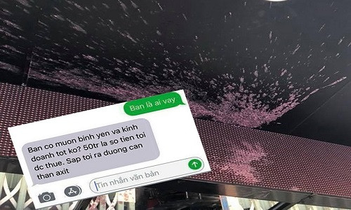 Tiệm tóc NH bị “khủng bố” bằng mắm tôm và tin nhắn đe dọa đòi tiền. (Ảnh do chủ tiệm cung cấp)