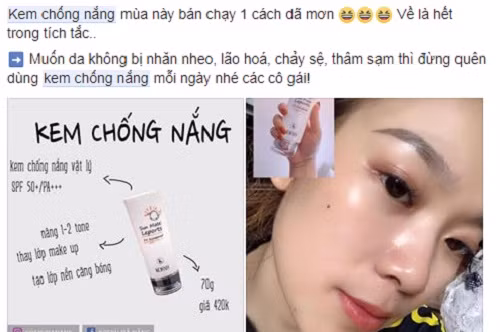 Thời tiết khô nóng khiến các sản phẩm dưỡng da, kem chống nắng được khách quan tâm hơn bao giờ hết. Ảnh: Facebook.