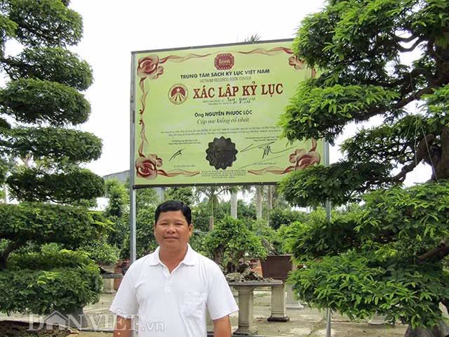 Ông Nguyễn Phước Lộc bên cặp me kiểng cổ