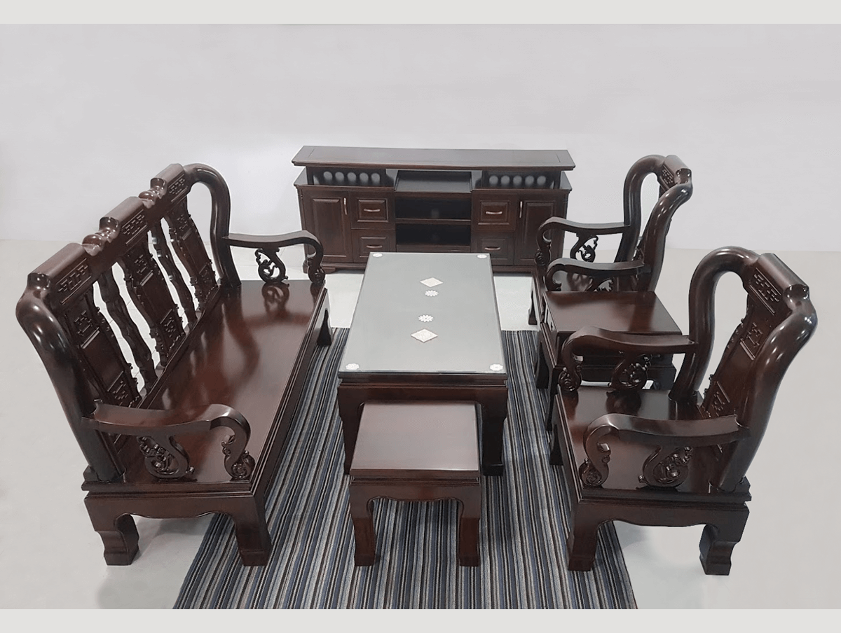 Bàn ghế gỗ phong cách hiện đại cho phòng khách nhà phố. Ảnh: Novaonidc.