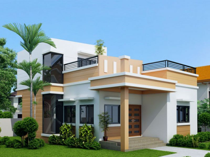 Thiết kế mái bằng có đặc trưng là một mái liền phủ toàn bộ mái nhà. Mái sử dụng chất liệu chủ yếu là bê tông. Ảnh: Angcovat.