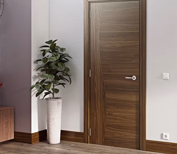 Thiết kế vân ngang kết hợp dọc là mẫu cửa độc đáo nhưng không kém phần thanh lịch.