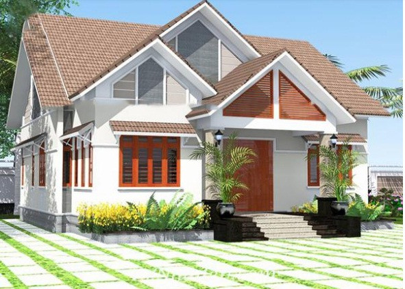 Thiết kế phần sảnh đua ra phía trước khiến ngôi nhà như có diện tích rộng hơn. Ảnh: Vatlieuplus.