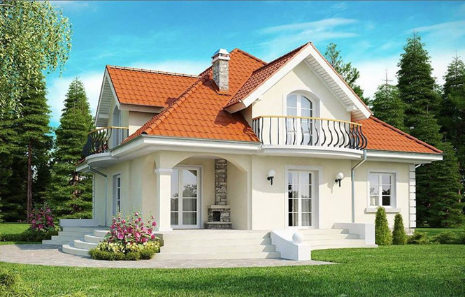 Căn biệt thự được thiết kế trên khuôn viên đất rộng, phù hợp với những vùng ngoại ô. Những ô cửa kính, tạo không gian thoáng mát, rộng rãi. Ảnh: Thietkenoithat.