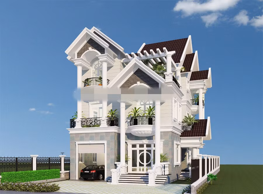 Biệt thự mái thái xây trên diện tích đất 200m2 đẹp và sang trọng. Ảnh: Kienanvinh.