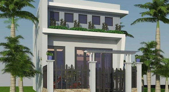 Nhà cấp 4 gác lửng mái bằng khá đơn giản. Phần gác lửng được thiết kế với 1 phòng ngủ nhỏ gọn đơn giản. Ảnh: Thietkethicongnhadep.