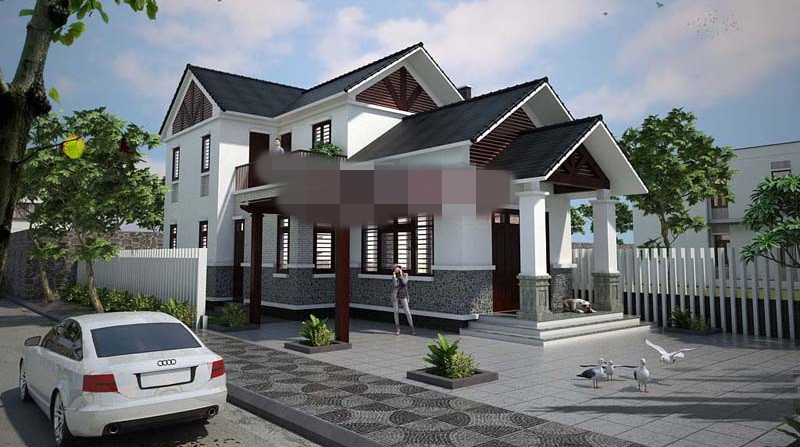 Nhà trệt có gác lửng với tầng 1 là không gian sinh hoạt chung và 1 phòng ngủ. 2 phòng ngủ còn lại bố trí ở gác lửng. Ảnh: Angcovat.