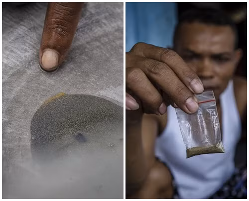 Những mảnh vàng bé li ti được gom lại. Ảnh: Getty Image.