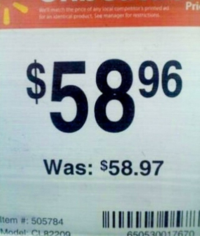 Nhiều cửa hàng hút khách bằng gạch giá cũ và giá mới được biết bằng chữ số lớn hơn. Tuy nhiên, đôi khi thực tế người bán hàng chỉ đơn giản là "phóng to" giá cũ lên 20%.