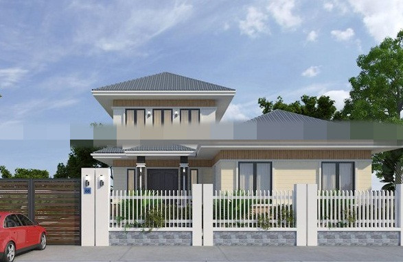 Kiến trúc nhà 2 tầng mái ngói phong cách Nhật trang nhã. Ảnh: Maunhadep902.