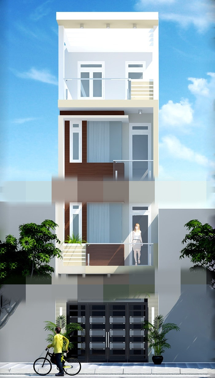 Họa tiết trang trí không cầu kỳ, đường nét đơn giản, cổng thiết kế kín đáo...tất cả giúp cho ngôi nhà phố khẳng định được đẳng cấp trong phong cách thiết kế. Ảnh: Xaydungnhadepmoi.