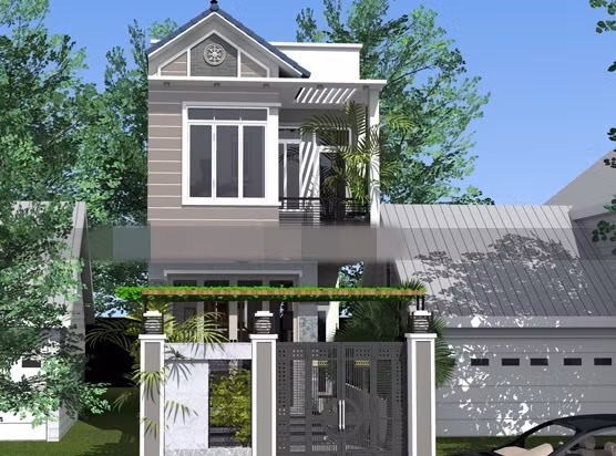 Mặt tiền giả mái thái, phía sau lợp tôn là kiến trúc tiết kiệm chi phí được nhiều gia chủ ưa chuộng. Ảnh: Vinahouse.