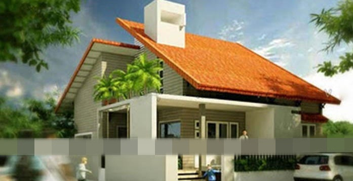 Nổi bật trên gam màu trắng của sơn tường là màu đỏ của mái ngói. Ảnh: Savic.