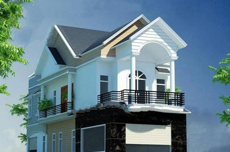 Nhà phố 2 tầng có gara để xe, với đường nét cách tân mới lạ theo kiến trúc phương Tây. Ảnh: 10nhadep.