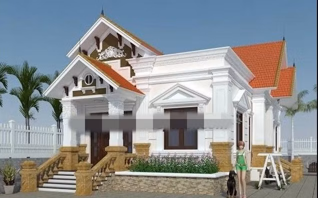 Biệt thự mái thái được thiết kế theo phong cách bán cổ điển, phù hợp với khu vực nông thôn có điều kiện khí hậu nhiệt đới ở Việt Nam. Ảnh: Thietkenhadepmoi.