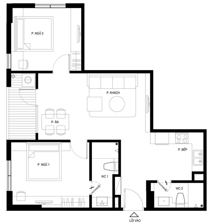 Sơ đồ căn hộ. Nguồn ảnh: Hoàng Lê.