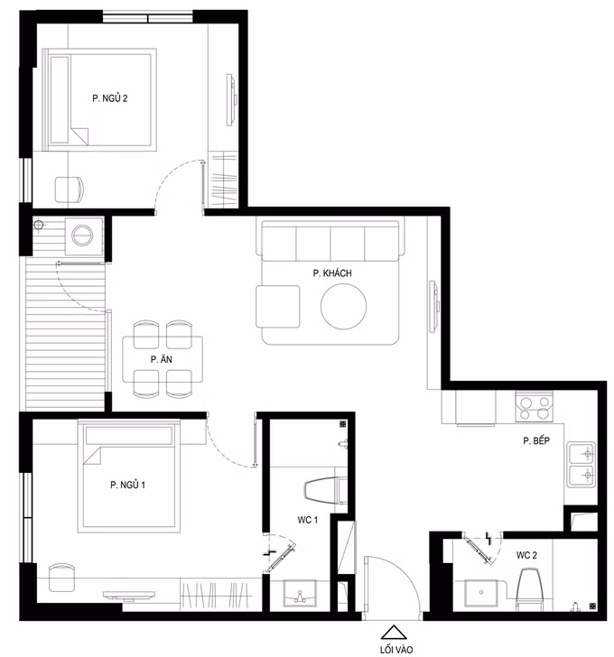 Sơ đồ căn hộ. Nguồn ảnh: Hoàng Lê.