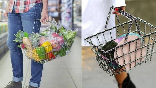 Túi xách hàng hiệu Chanel gần 285 triệu đồng như phiên bản nâng cấp của giỏ đựng đồ trong siêu thị. Ảnh: Zing.