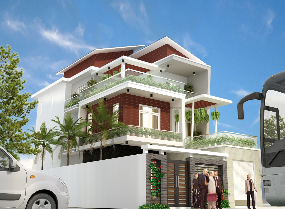 Biệt thự 3 tầng mái thái mang phong cách châu Âu. Ảnh: Vinatrends.