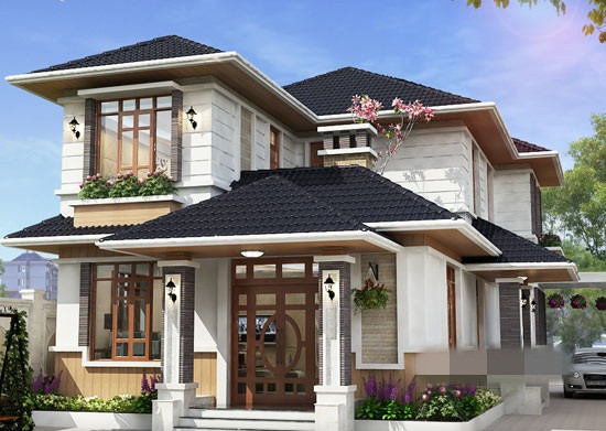 Mặt tiền thiết kế đơn giản với gam màu trắng chủ đạo kết hợp ốp đá giả gỗ một vài góc tạo điểm nhấn nổi bật cho công trình. Ảnh: KientrucBetaviet.