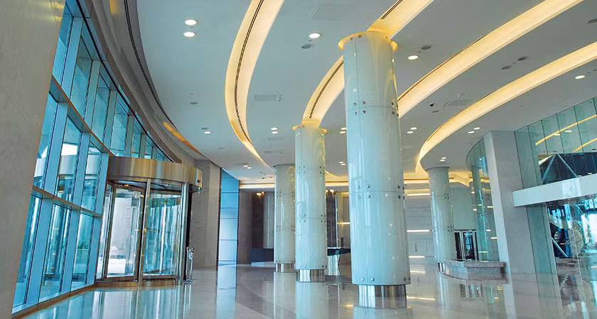 Tòa Trung tâm Trương mại này có 50 tầng, được xây dựng với công năng chính là khu mua sắm phức hợp gồm văn phòng cửa hàng, nhà hàng, khách sạn cao cấp. Ảnh: Lighting Design.