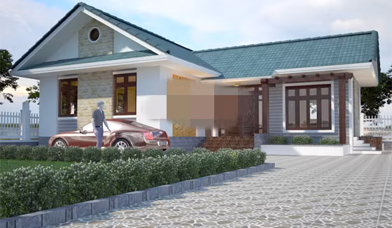 Kiến trúc nhà vườn mái thái, hiện đại, 3 phòng ngủ, có kinh phí khoảng 600 triệu đồng. Ảnh: Angcovat.