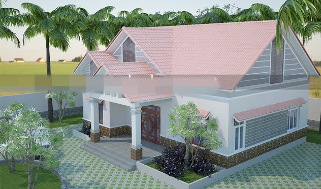 Tường bao quanh và bậc tam cấp giúp ngôi nhà thoáng mát hơn vào mùa hè. Ảnh: Maunhadepmoi.