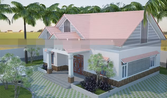 Tường bao quanh và bậc tam cấp giúp ngôi nhà thoáng mát hơn vào mùa hè. Ảnh: Maunhadepmoi.